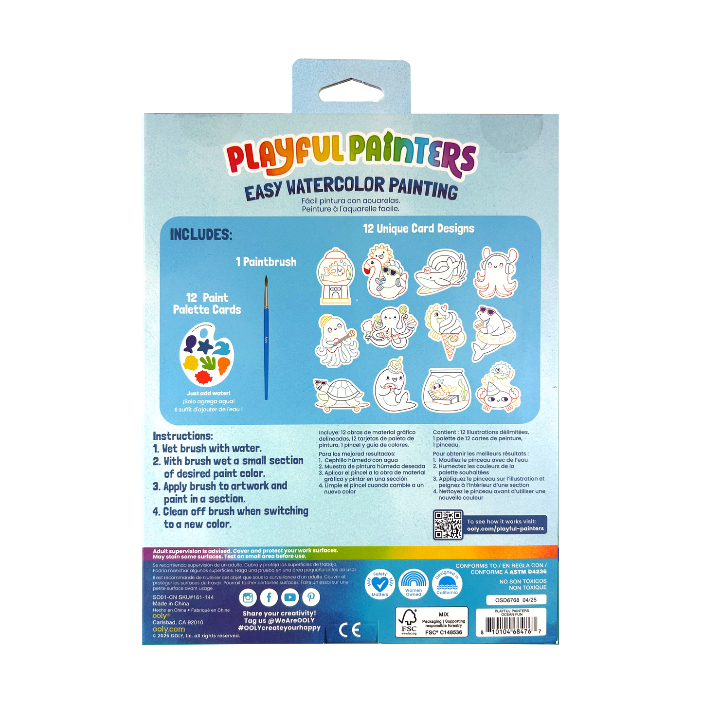 Playful Painters: Easy Watercolor Painting Kit - Ocean Pals (25 PC Set)