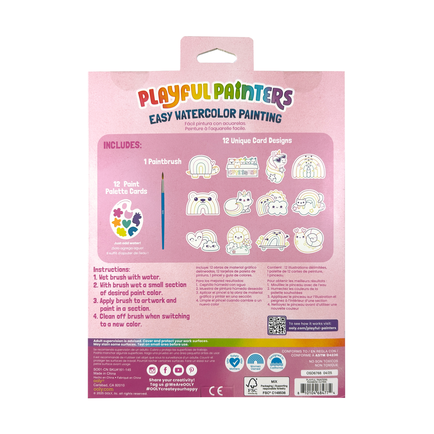 Playful Painters: Easy Watercolor Painting Kit - Rainbow Cuties (25 PC Set)
