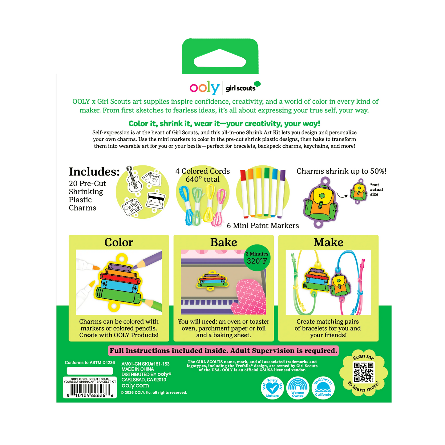 OOLY x Girl Scouts: Do-It-Yourself Shrink Art Bracelet Kit (30 PC Set)