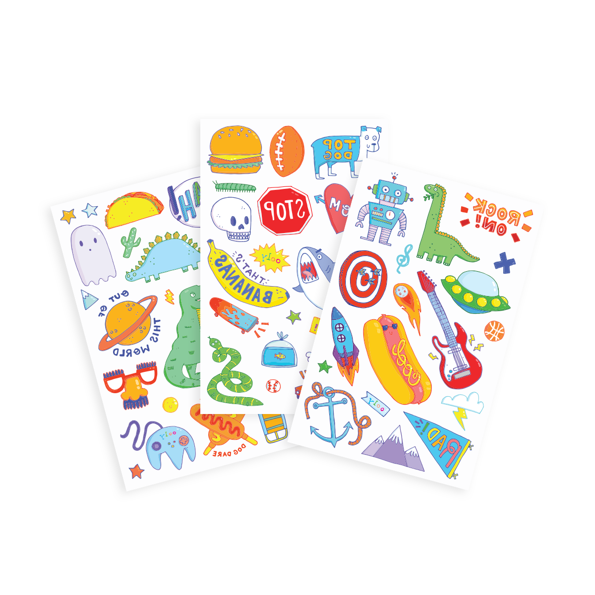 OOLY Tattoo-Palooza Temporary Tattoos - Over the Rainbow - displaying all 3 Sheets