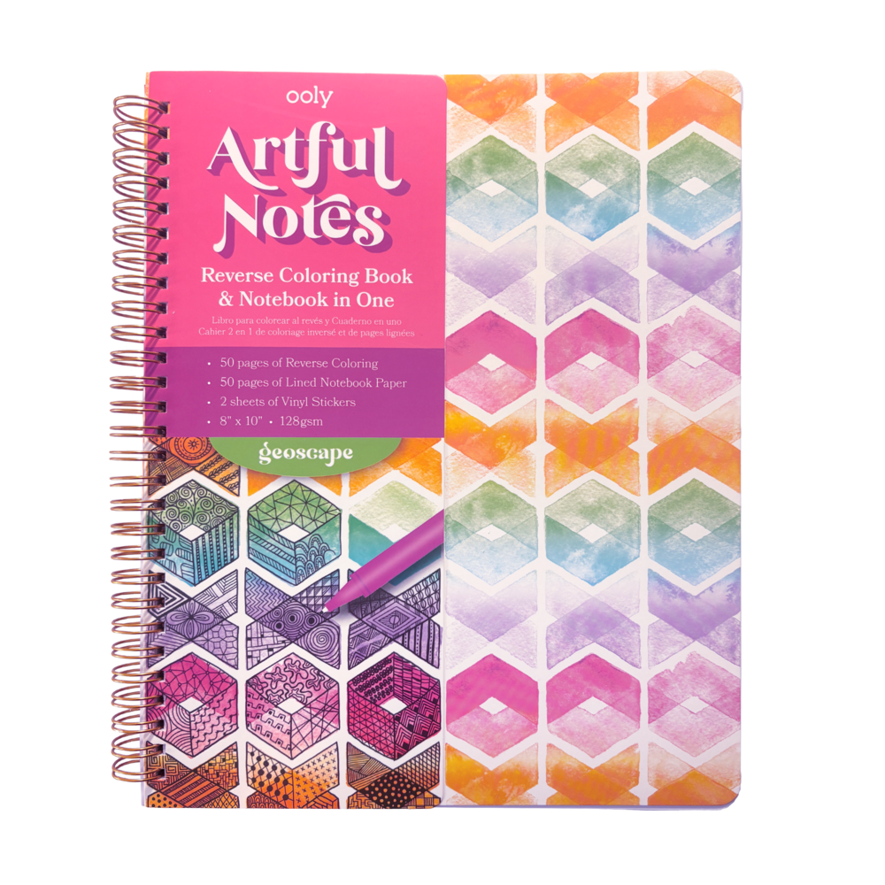 Artful Notes Notebook: Reverse Color, Take Notes - Geoscape (8" x 10", 100 Pages)