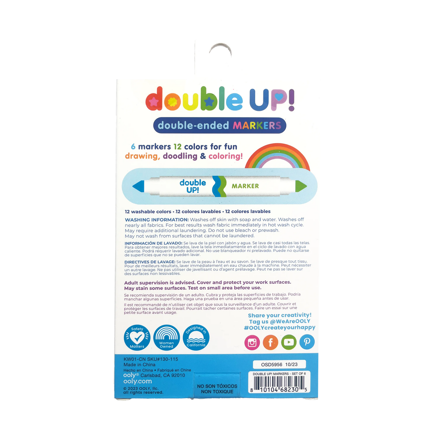 Double Up! Double-Ended Markers back of packaging