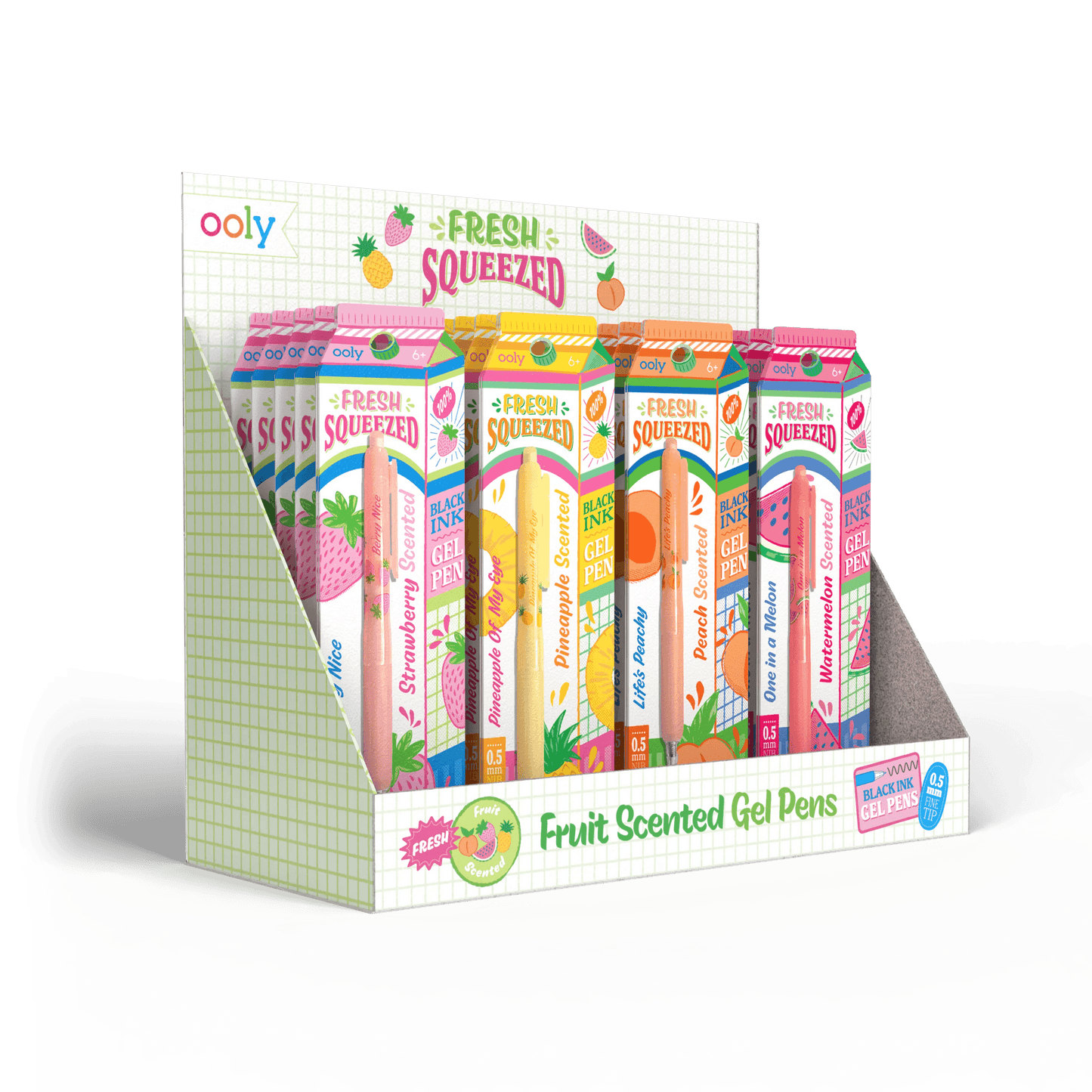 Fresh Squeezed: Black Ink Scented Gel Pens (Display of 24)