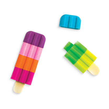 2 Icy Pop pencil erasers with mix and match colors