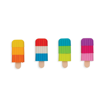 4 of the Icy Pops Puzzle Erasers in a row.
