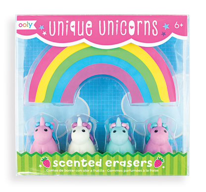 Unique Unicorns: Strawberry Scented Erasers (5 PC Set)