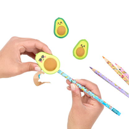OOLY Avocado Love Eraser and Sharpener using sharpener