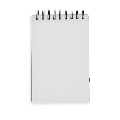 Small White DIY Cover Sketchbook flipped open to blank page