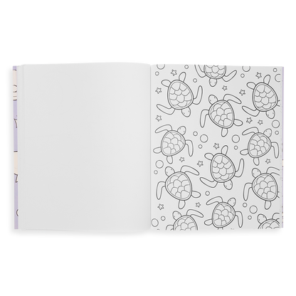 A coloring page from Outrageous Ocean Coloring Book showing sea turtles