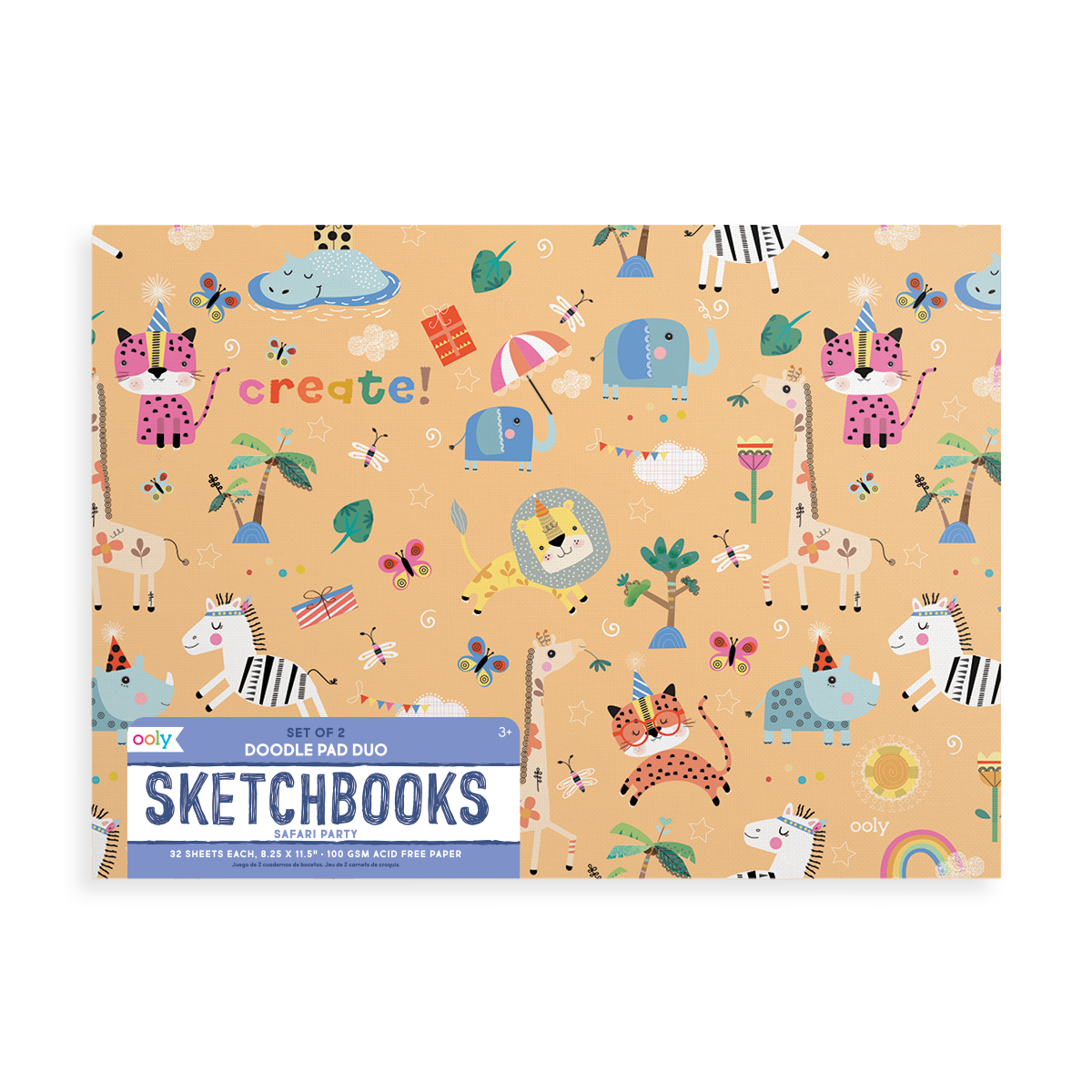 Doodle Pad Duo Sketchbooks: Safari Party - Set of 2 (8.25" x 11.5")