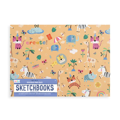 Doodle Pad Duo Sketchbooks: Safari Party - Set of 2 (8.25" x 11.5")