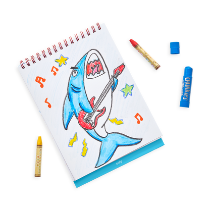 Drawing of a rock'n roll shark in the Sketch and Show Standing Sketchbook