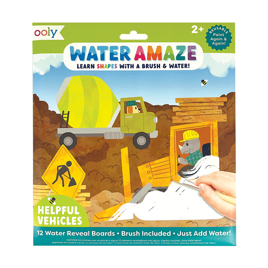 OOLY Water Amaze Water Reveal Boards - Helpful Vehicles front cover view