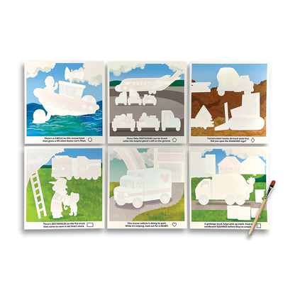 OOLY Water Amaze Water Reveal Boards - Helpful Vehicles view of each board