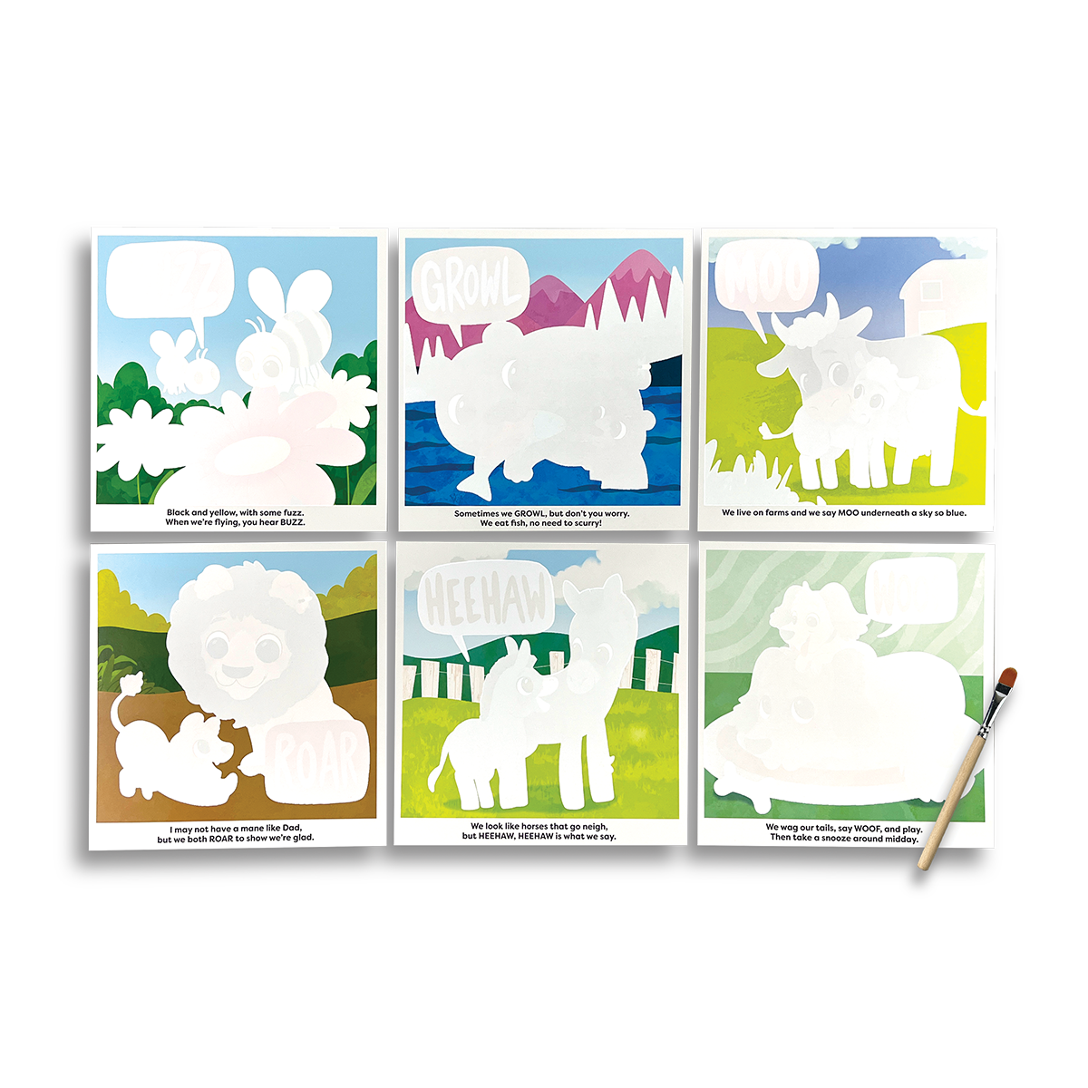 OOLY Water Amaze Water Reveal Boards - Baby Animals revealing color