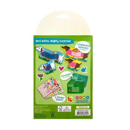 Tiny Tada! Playful Pups note card and sticker kit in packaging back