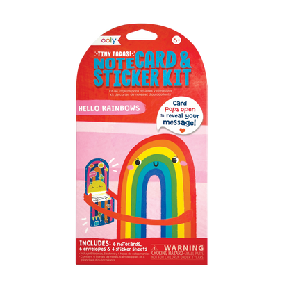 Tiny Tadas! Hello Rainbows note card & sticker kit in packaging