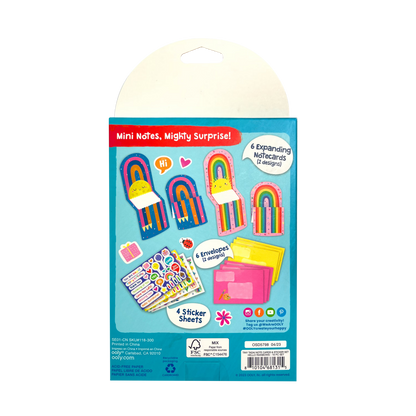 Tiny Tadas! Hello Rainbows note card & sticker kit in packaging back