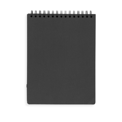 Black DIY Cover Sketchbook flipped open to blank page