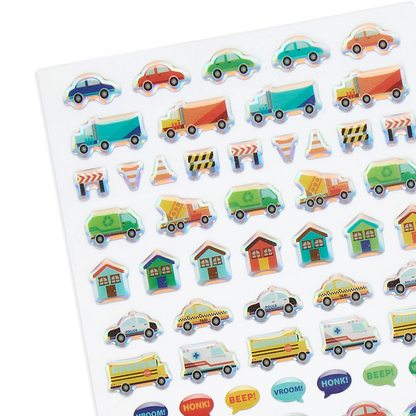 Stickiville Workin' Wheels sticker sheet closeup
