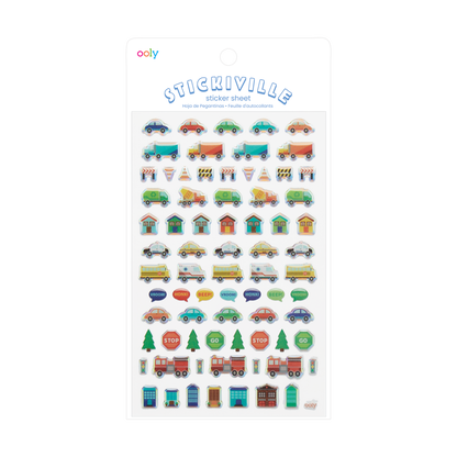 Stickiville Workin' Wheels sticker sheet in packaging
