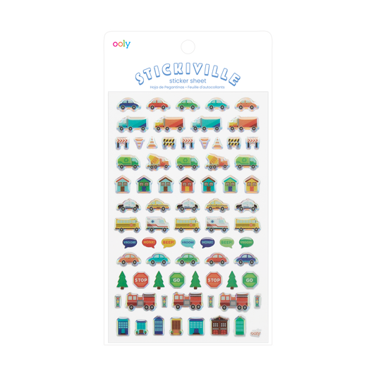 Stickiville Workin' Wheels sticker sheet in packaging