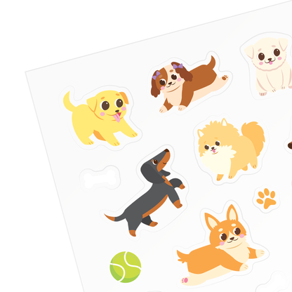 Closeup of Stickiville Puppy Love sticker sheet