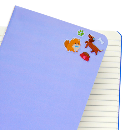 Stickiville Puppy Love stickers on notebook
