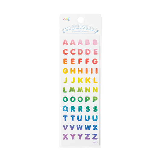OOLY Stickiville Rainbow Letters stickers in packaging