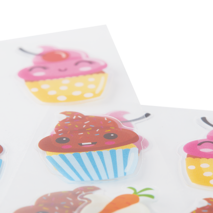 OOLY Stickiville Happy Cupcakes stickers close up view