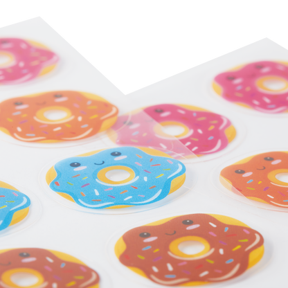 OOLY Stickiville Happy Donut stickers close up view