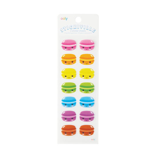 OOLY Stickiville Happy Macarons stickers in packaging