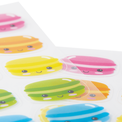 OOLY Stickiville Happy Macarons stickers close up view