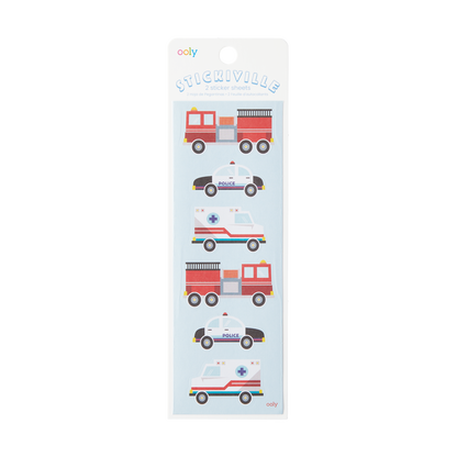 OOLY Stickiville Helping Vehicles stickers in packaging