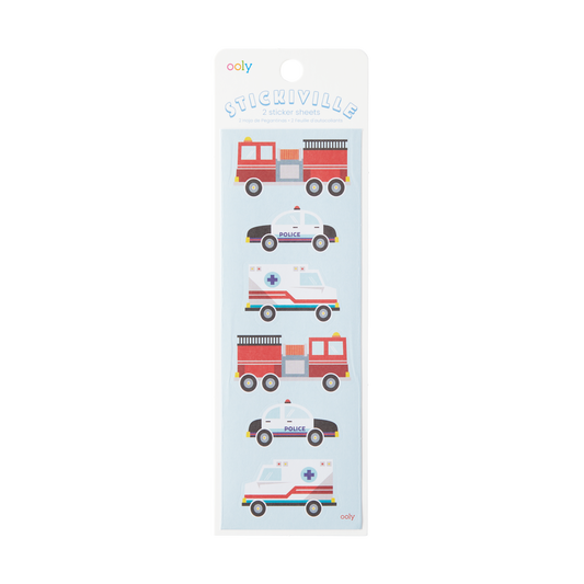 OOLY Stickiville Helping Vehicles stickers in packaging