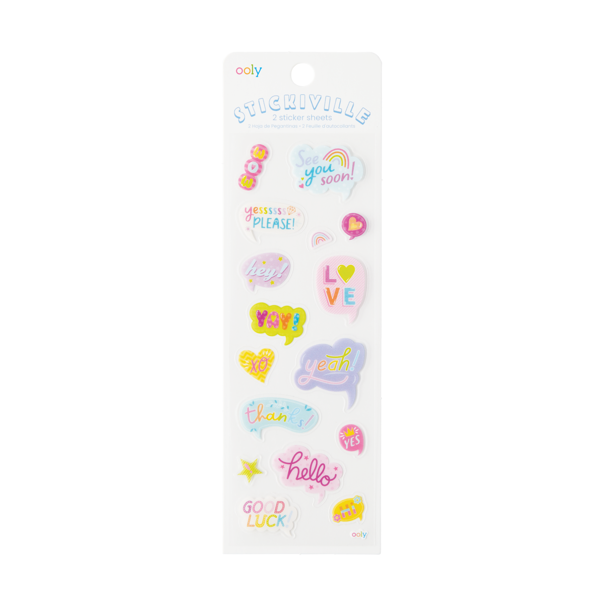 OOLY Stickiville Cute Thoughts stickers inside of packaging