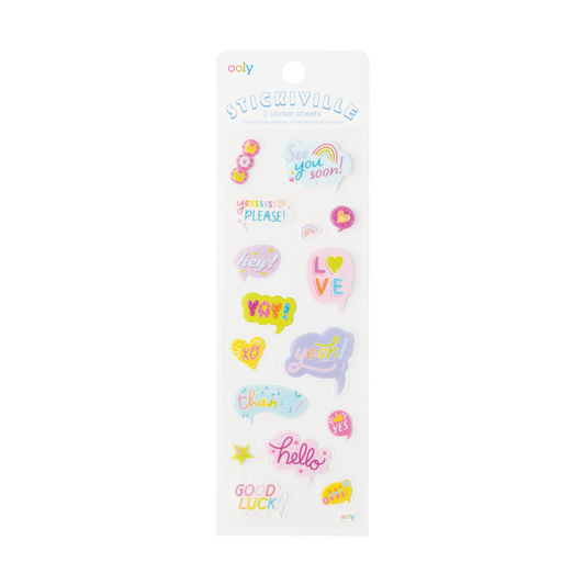 OOLY Stickiville Cute Thoughts stickers inside of packaging
