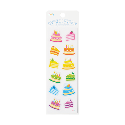 OOLY Stickiville Birthday Cakes Stickers inside packaging