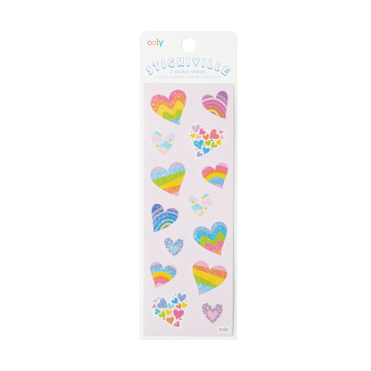 OOLY Stickiville Rainbow Hearts Stickers inside packaging