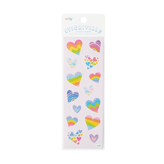 OOLY Stickiville Rainbow Hearts Stickers inside packaging