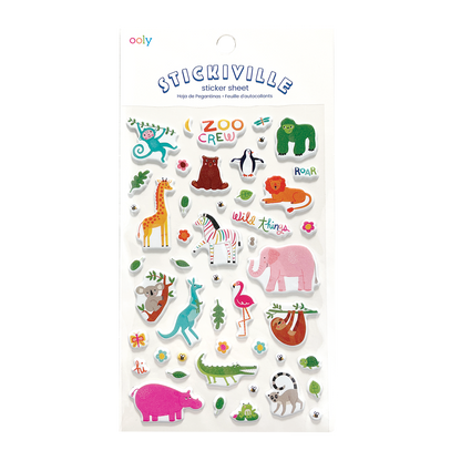 OOLY Stickiville Zoo Crew Stickers view in packaging