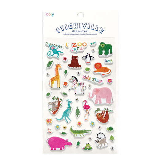 OOLY Stickiville Zoo Crew Stickers view in packaging
