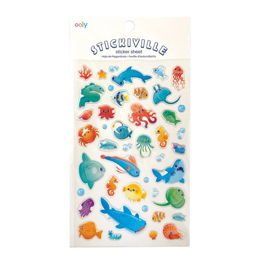 OOLY Stickiville Blue Ocean Stickers veiw inside packaging