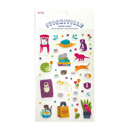 OOLY Stickiville Quirky Cats Stickers inside packaging