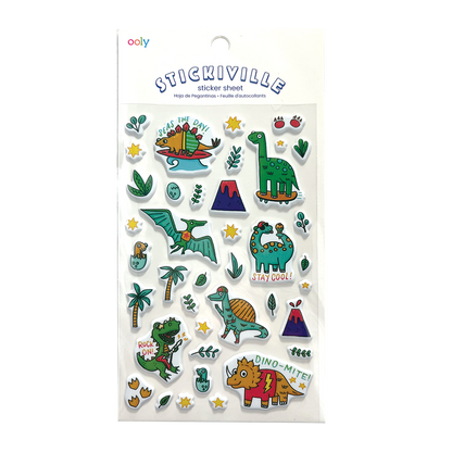 OOLY Stickiville Dino-Mite! Stickers inside packaging