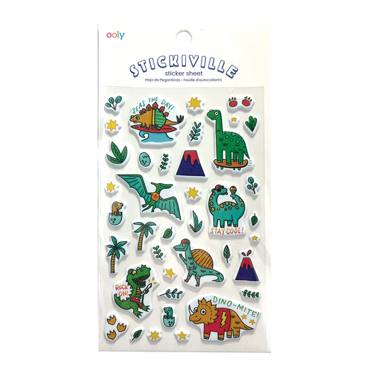 OOLY Stickiville Dino-Mite! Stickers inside packaging