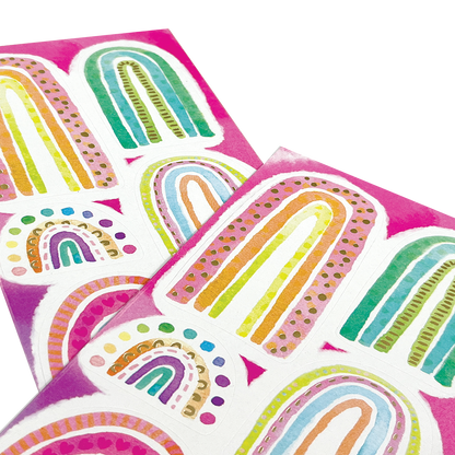 OOLY Stickiville Watercolor Rainbows Stickers close up look