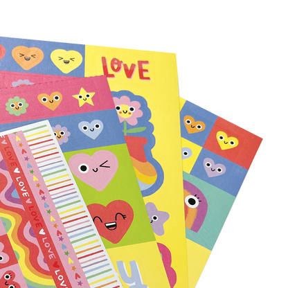 OOLY Stickiville Happy Hearts Sticker Book close up view