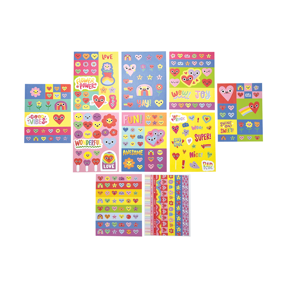 OOLY Stickiville Happy Hearts Sticker Book view of all pages