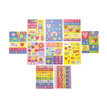 OOLY Stickiville Happy Hearts Sticker Book view of all pages